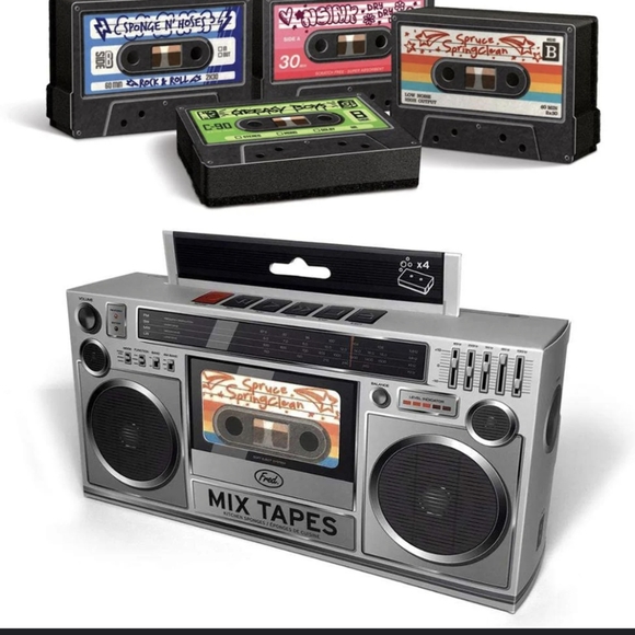 Fred Other - NWT stocking stuffer A Nostalgic Set of Cassette Mix Tape Kitchen Sponges